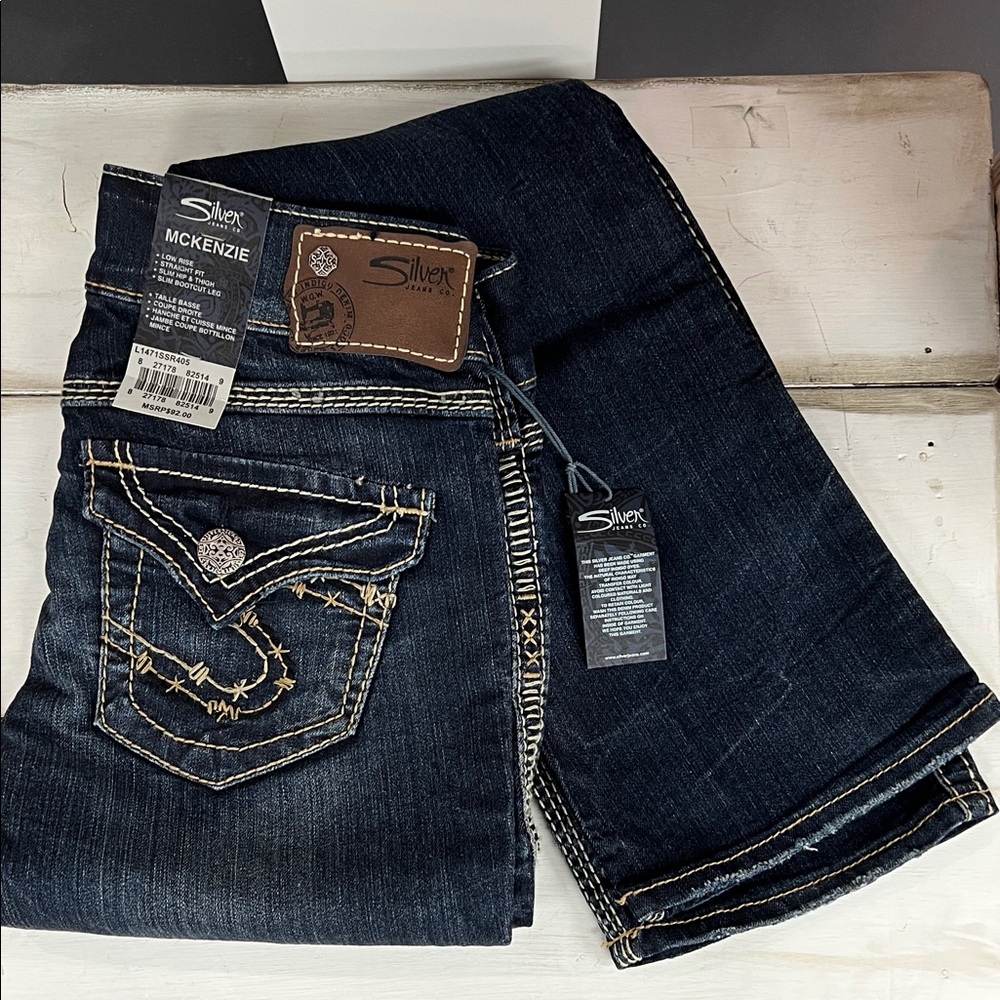Silver Jeans Dark Indigo Denim with Contrast Stitching